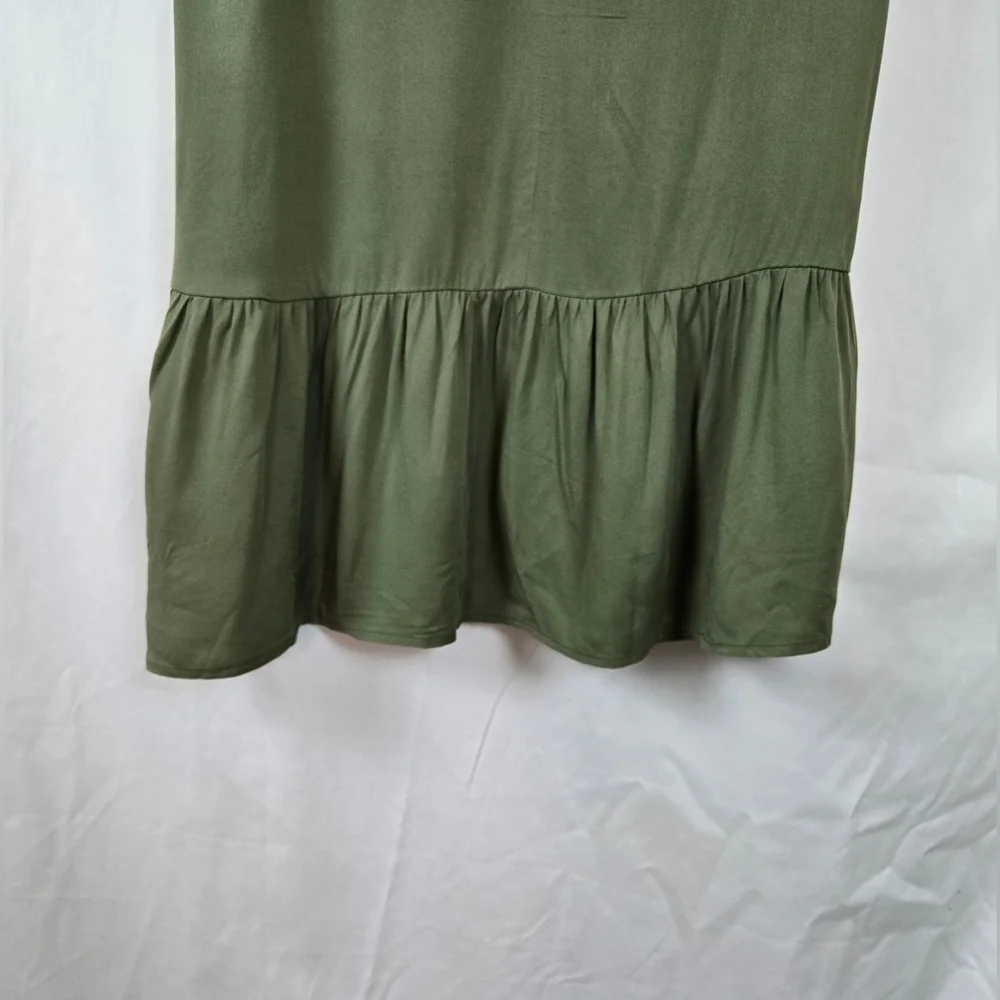 Crazy 8 Girls Olive Green Short Sleeve Ruffle Hem Boho Summer Dress XL 14/16 New